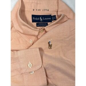 Ralph Lauren Yarmouth Long Sleeve Button Shirt Orange Flesh Pony 17/34-35 Office
